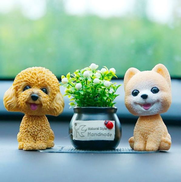 

9cm husky teddy pomeranian shaking head dog car ornament cute nodding decoration gift for car interior home room accessories