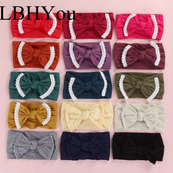 

27pcs / серия широкие мягкие нейлоновые галстуки для девочек, новорожденных эластичный эластичный помпонное дифферента нейлон hairbands деву, Slivery;white