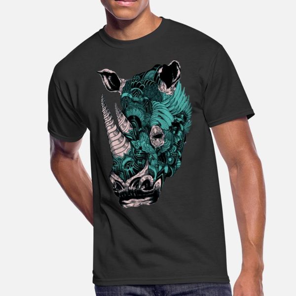 

rhino tattoo t shirt men personalized cotton crew neck crazy comical summer style leisure shirt