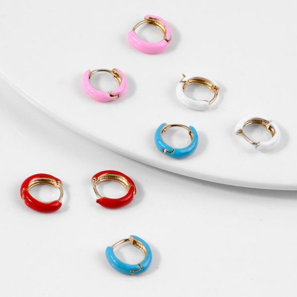 

1pair european metallic enamel punk hoop earrings for womens simple irregular color round geometric hoop earrings jewelry, Golden;silver