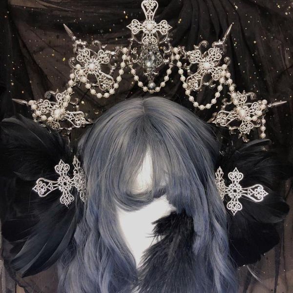 

madonna aura angel aura holy light cross killing dark tomb wind original gothic feather pearl gorgeous, Golden;silver