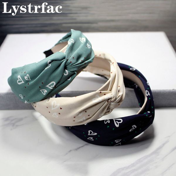 

lystrfac new korean ins fabric love print knotted women headband simple cloth lady hairband sweet cute girl hair accessories