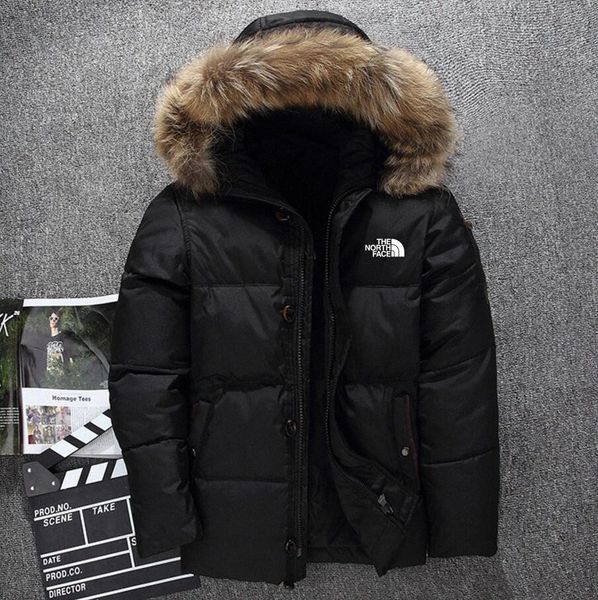 

new north the men's clothing winter down jackets parka keep warm goose down coats soft shell hats thick male outdoor outerwear face ja, Black