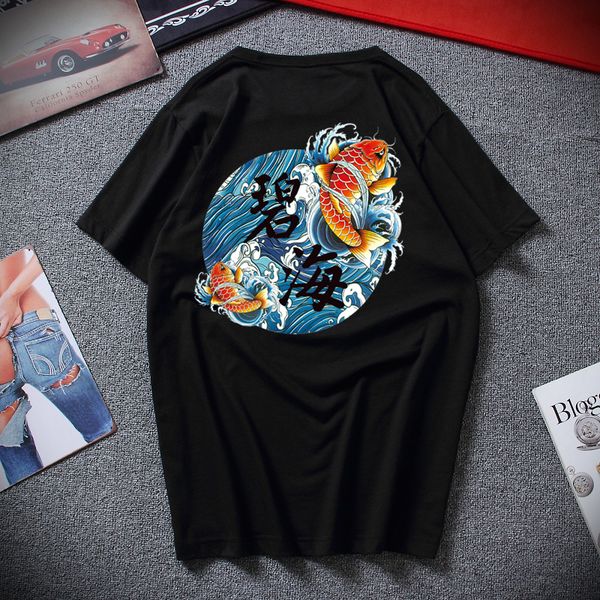 

2019 new camisetas hombre blue sea fresh fish hip hop t shirt short sleeve cotton t-shirt harajuku streetwear summer shirt