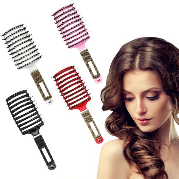

2020 new hair brush magic hair comb detangle bristle & nylon hairbrush curly massage comb women bristle nylon hairdressing salon, Silver