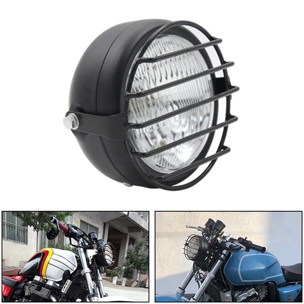 

retro vintage мотоцикл универсальная side mount 35w 6,5-дюймовый белый фара cafe racer с grille