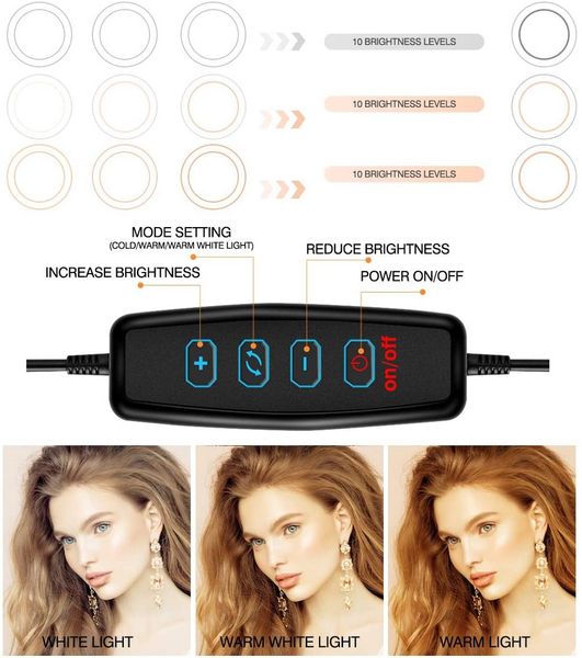 

6 inch 16cm ring light with stand and phone holder led camera selfie light ring for make up youtube video life/pgraphy