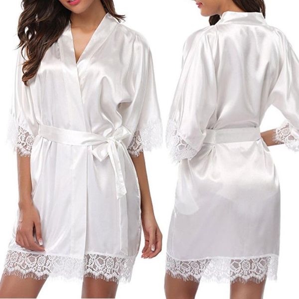 

women's sleepwear night dress women silk bathrobe lady lace satin nightwear lingerie suit for 2021, Black;red