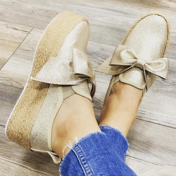 

women fashion bowtie slip-on flats round toe lady office work dating shoes concise daily casual thick sole shoes, Black