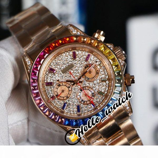 

new 40mm rose gold case 116595 rbow gypsophila dial automatic mens watch stick markers rainbow diamond bezel (no chronograph) hello_watch, Slivery;brown