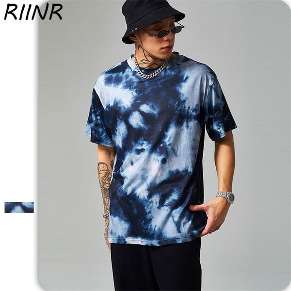 

riinr summer 2020 new short-sleeved t-shirt personality tie-dye pattern loose men's t-shirt