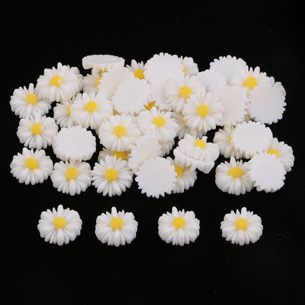 

250 pieces resin daisy flower flatback cabochon for diy hair bow crafts