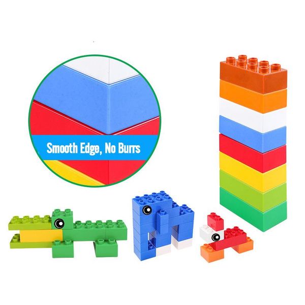 

17pcs lot 2x4 thick bricks educational diy big size building blocks bulk accessories compatible with duploed toys children gift bbymch