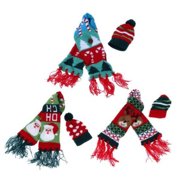 

christmas wine bottle covers santa claus table party decor xmas wrap hat scarf gift