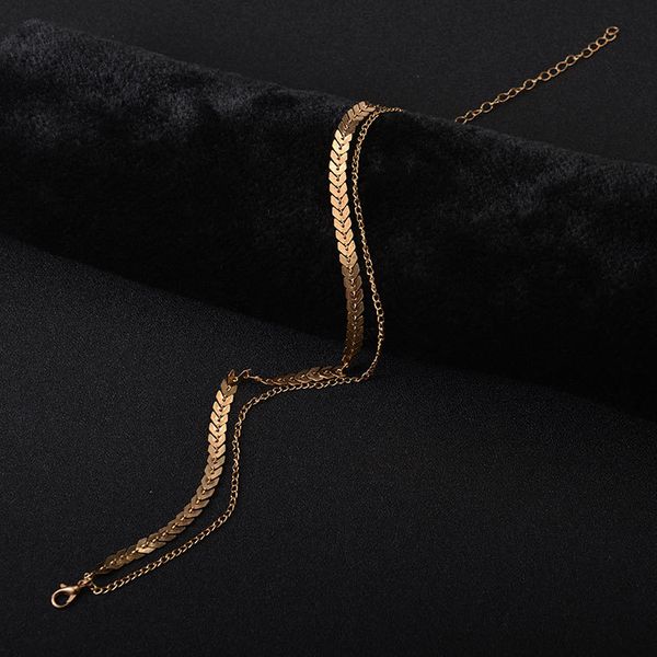 

simple trendy femininity double-layer fish bone necklace girl metal clavicle chain wild women neck chain jewelry girl, Silver
