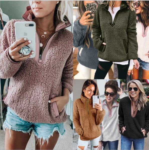 

women jackets winter zipper hoodies fleece sweatshirts turn-down collar outwear cardigan coat jumper lapel fur coat blusas lsk839, Camo