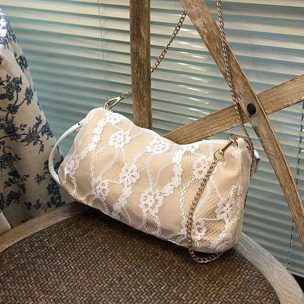 

new lace canvas handbags women ladies mesh underarm package solid casual totes girls korean style hollow shoulder messenger bags