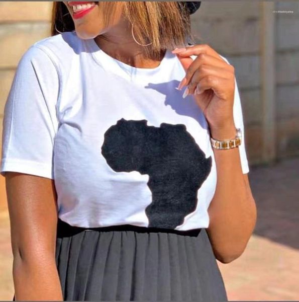 

горячие продает дама tshirts карта печать женской повседневный t-shirt solid color o-образный вырез женщина топы летней моды, White