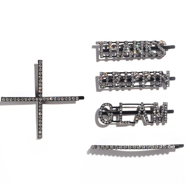 

1pc glam / drippin кристалл блестящие rhinestone шпильки клипы letters волос заколки для укладки волос аксессуары для женщин девушки ювелирн, Golden;silver