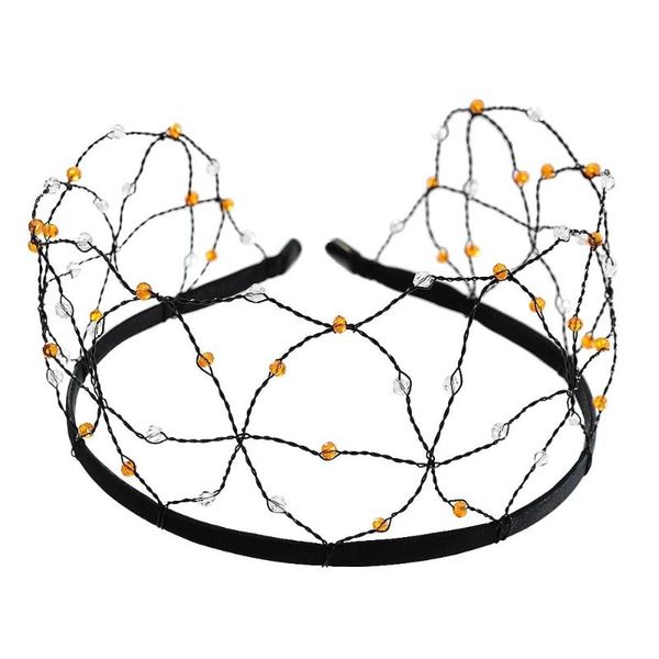 

2020 vintage crystal heads buckle mesh bride hairband tiara headpiece hair jewelry for woman bridal crown wedding accessories, Golden;silver