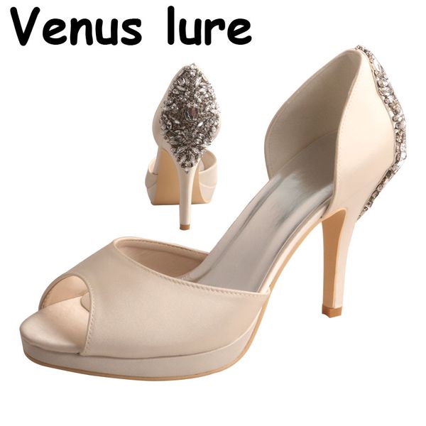 

23 colors platform high heels for women d'orsay peep toe wedding shoes bridal, Black