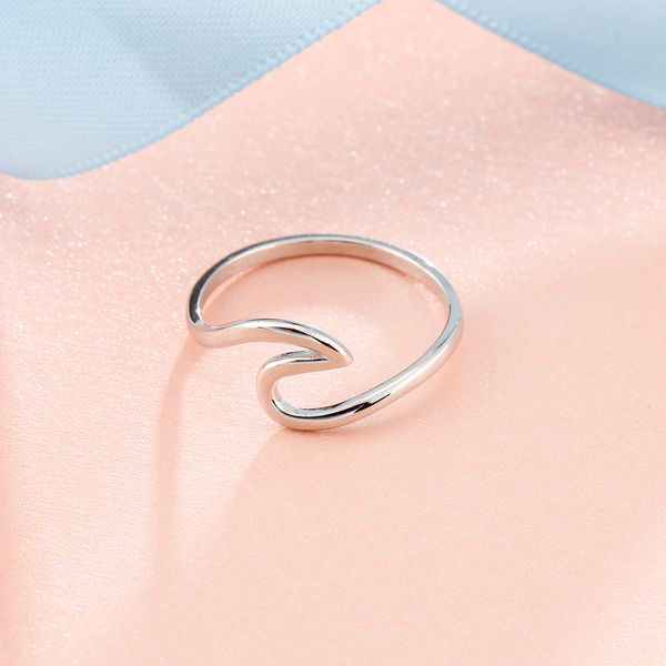 

genuine 925 sterling silver wave design rings women midi rings new birthdays gifts fashion italian ring jewelry gift to girls