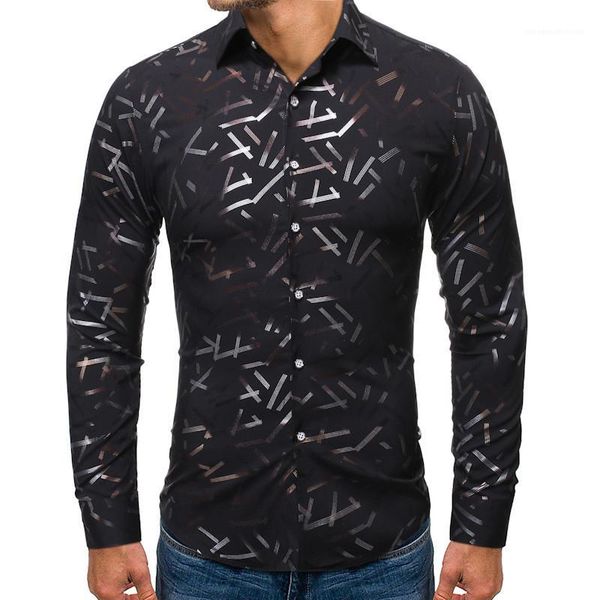 

mens designer shirts fashion single breasted mens casual shirts casual long sleeve males clothing stamping print, White;black