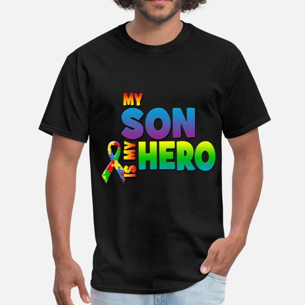 

autism awareness my son is my hero t shirt men character cotton plus size 3xl formal fit funny casual spring outfit shirt