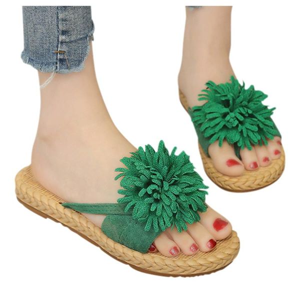 

slippers summer shoes woman beach flip flops roma flower flat home women casual outdoor zapatos de mujer, Black
