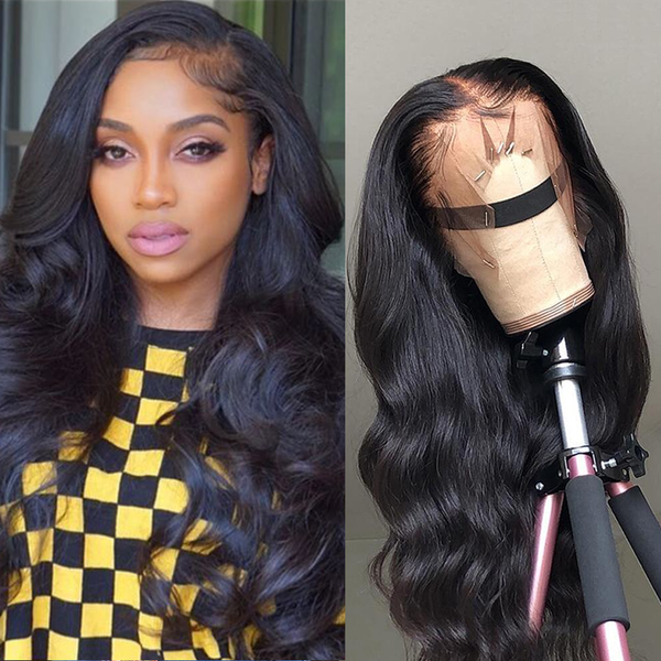 

body wave wig remy hair 13x6 lace front wig peruvian human hair wigs pre plucked for women swiss lace 5x5 lace closure wig, Black;brown