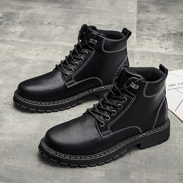 

new warm mens boots casual bota coturnos masculino winer boots men waterproof footwear men outdoor walking shoes, Black