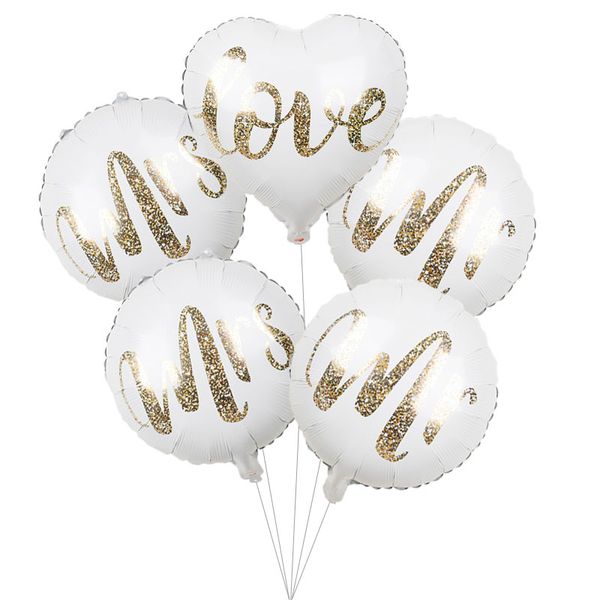 

party decoration 1pc 18inch mr mrs white gold letter love foil balloons wedding bridal bride to be engaged air globos supplies