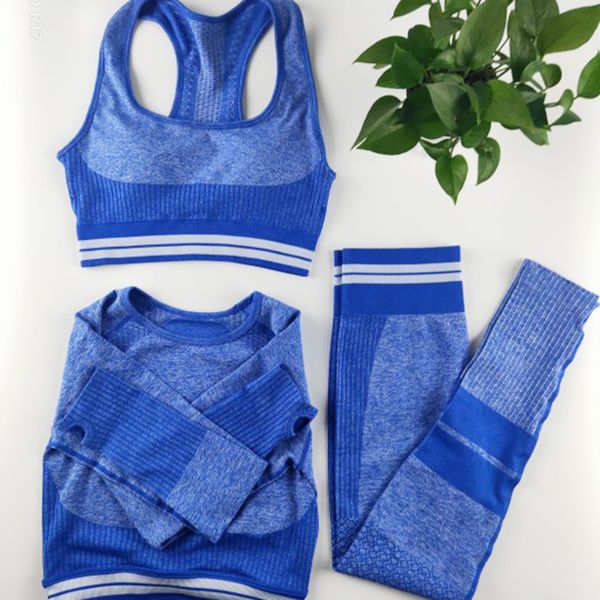 

2/3 / 4шт бесшовные женщины йога установить тренировки спортивная одежда фитнес-центр с длинным рукавом crop top высокой талией леггинсы спо, White;red