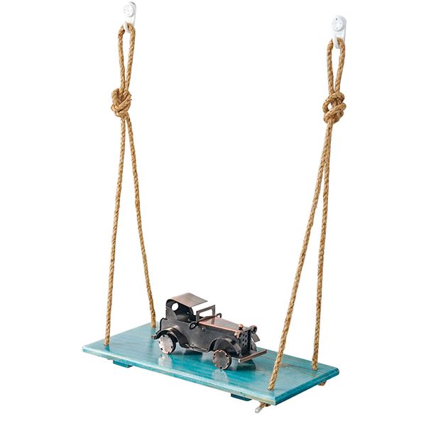 

hemp rope hanging shelf bedroom decorative punch wall mounted solid wood