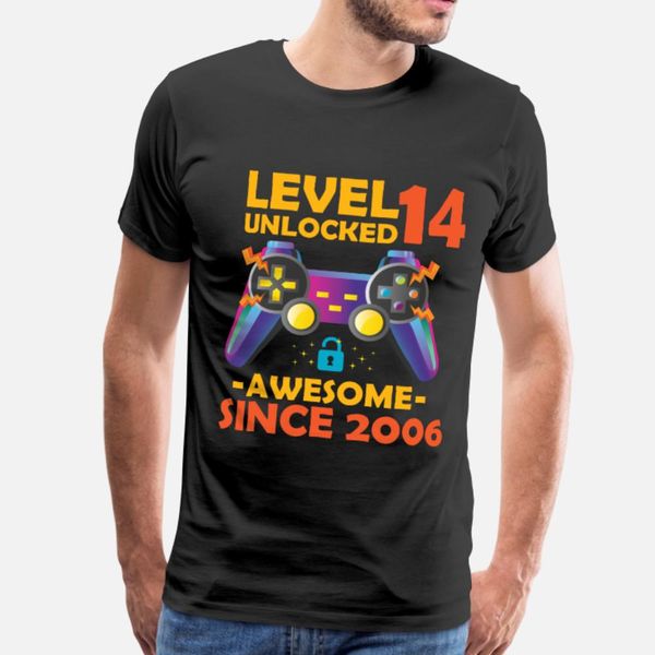 

level 14 unlocked gamer birthday awesome gamer t shirt men printing 100% cotton round collar homme anti-wrinkle casual summer style shirt