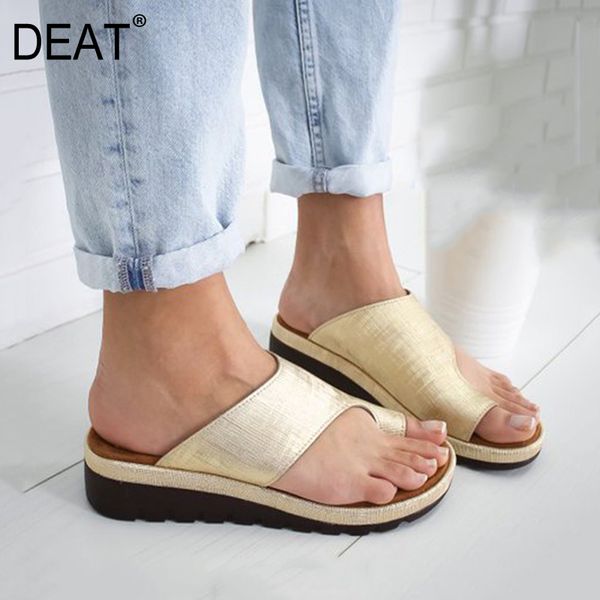 

deat] 2020 new spring summer round toe shallow print split toes casual platform slippers women shoes fashion tide 10i416, Black