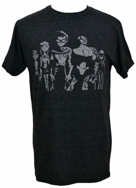

Teen Titans White Group out of the darkness adult T shirt animated superhero