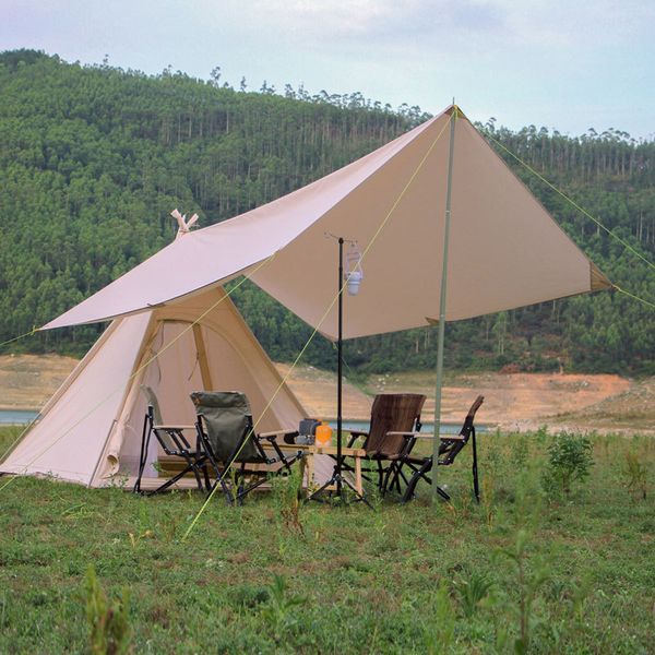 

tents and shelters landwolf outdoor cotton/oxford tent add sunshelter 3-4 people camping pyramid canopy technology cotton