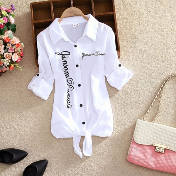 

women's blouses & shirts women white kimono summer letter printed sleeve turn down collar casual print cardigan