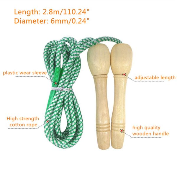 

hreaded wooden handle jump speed rope 2.8m sports training boxing skipping rope 27rd