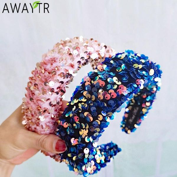 

awaytr fashion glitter sequins thick hairbands for women headbands wide head hoop girls hair bands for women hair accessories