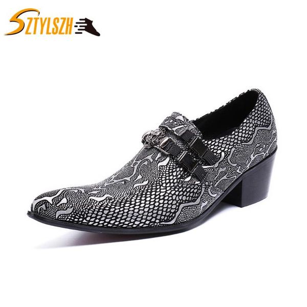 

business luxury style men dress shoes man genuine leather wedding shoes social sapato male oxfords high heels zapatillas, Black