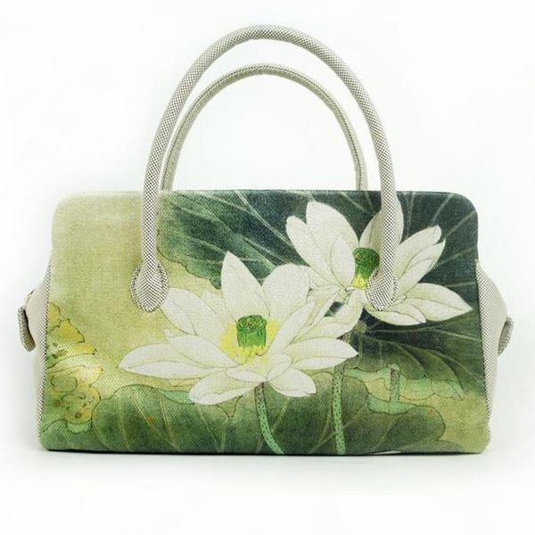 

don't ripple original women's handbags exported to japanese canvas bags new printed lotus national wind fashion bag