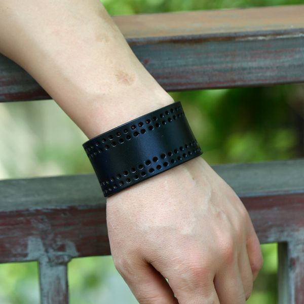 

fehame brown braided wrap rope fashion casual vintage punk handmade weave genuine leather men bracelets for women men jewelry, Black