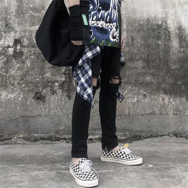 

hip hop style jeans 20ss designer mens jeans slim fit holes ripper pencil pants, Blue