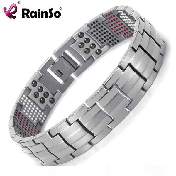 

rainso men jewelry healing magnetic bangle balance health bracelet silver titanium bracelets special design for male y1891709, Golden;silver