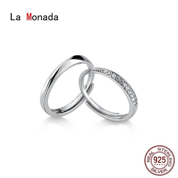 

la monada promise cicle finger rings for women silver 925 sterling couple rings 925 silver for lovers adjustable ring blank, Golden;silver