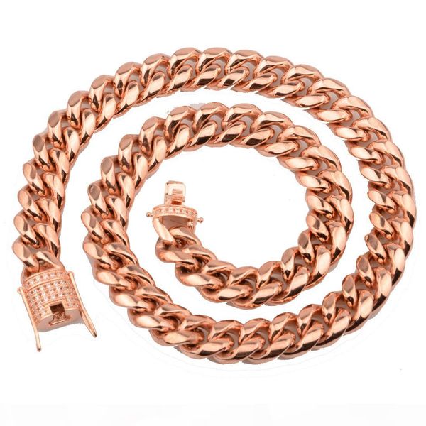 

new jewelry 316l stainless steel gold rose gold jewelry miami cuban curb link chain mens womens necklace, Silver