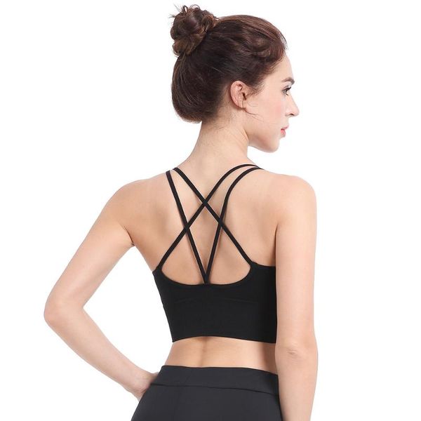 

gym clothing yoga underwear high impact sports bra padded for fitness women plus size xxl nylon cross femme active wear athletic, White;black
