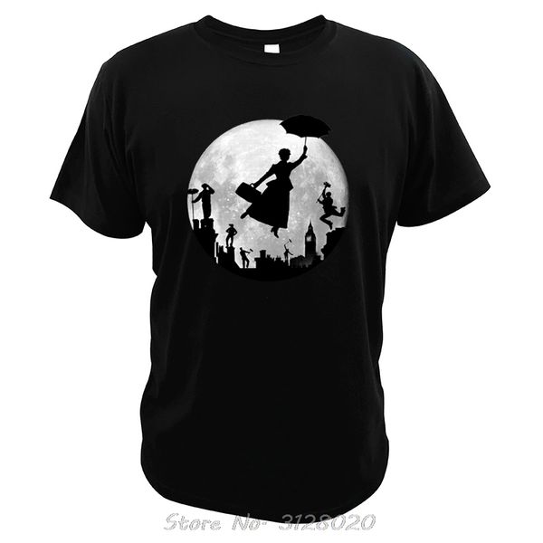 

mary poppin t shirt full moon london roof fairy coming digital print movie tshirt tees men cotton t-shirt